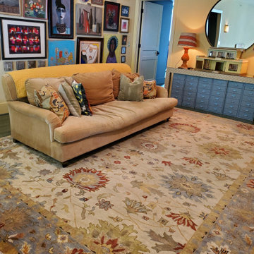 Pure energy radiates from every element of this livingroom space our Mahal rug!