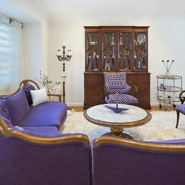 Purple and White Living Room