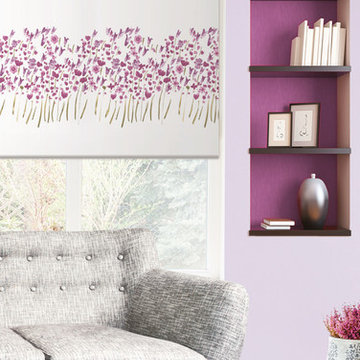 Purple Floral Patterned Roller Window Blinds