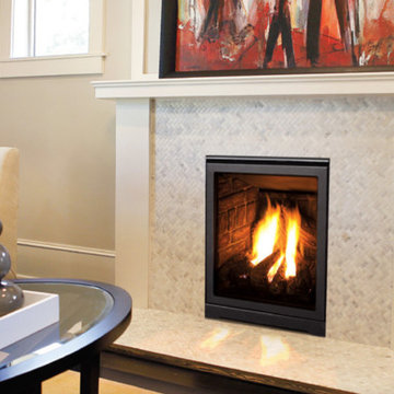 Q1 Gas Fireplace with Brick Liner and a High Definition Log Set
