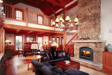 Example of a mountain style living room design in New York