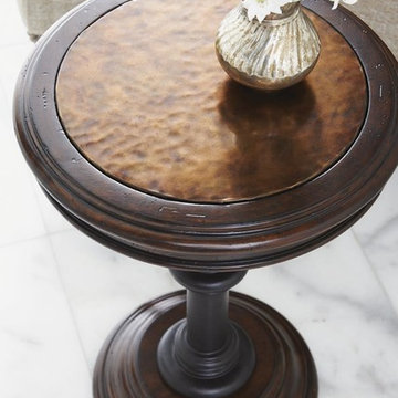 Queenstown Round Accent Table With Hammered Copper Top