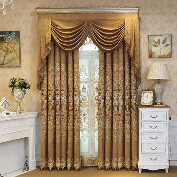 QY2168A Maia Embroidered Floral Thick Chenille Custom Made Curtains