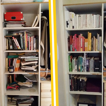 Rainbow bookshelf reorganise