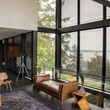 Rainier Shade Power Screens on Modern Home in West Seattle
