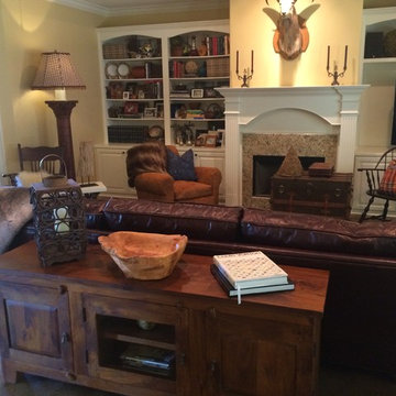 Ram mounted over fireplace craftsman Living Room