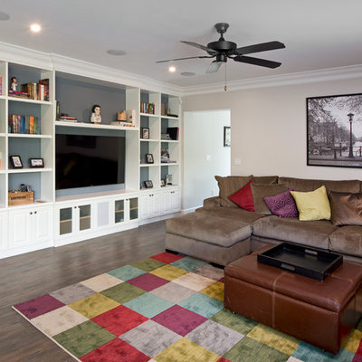 Inspiration for a transitional living room remodel in Miami with beige walls