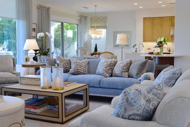 Example of a large transitional living room design in Other