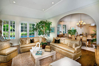 Example of a tuscan living room design in San Diego