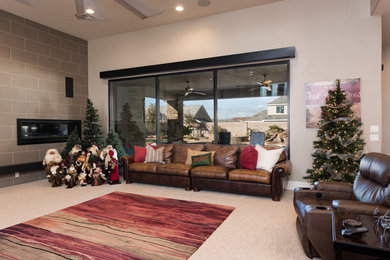 Large arts and crafts enclosed living room photo in Las Vegas