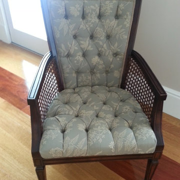 Re-upholstered Diamond Tufted Chair & stained