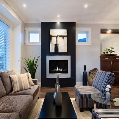 Inspiration for a mid-sized contemporary living room remodel in Vancouver with gray walls