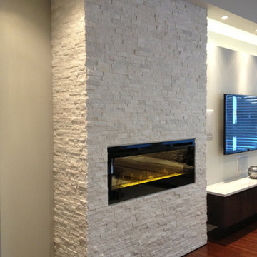Real Stacked Stone & Dimplex Fireplace