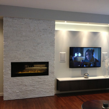Real Stacked Stone & Dimplex Fireplace