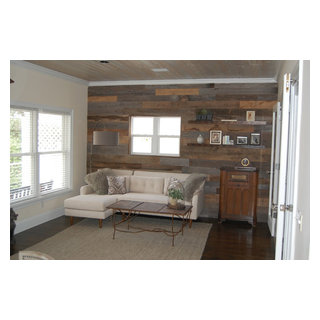 Reclaimed Barn Board Accent Wall - Rustic - Living Room - Orlando - by