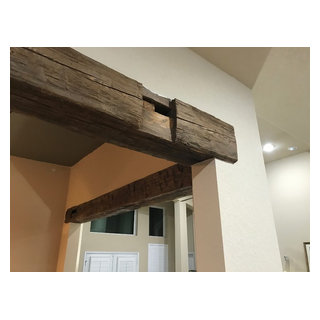 Reclaimed Barn Wood Beam Header - Rustic - Living Room - Houston - by ...
