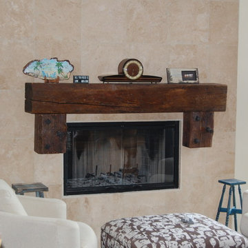 Reclaimed Hand Hewn Oak Fireplace Mantel