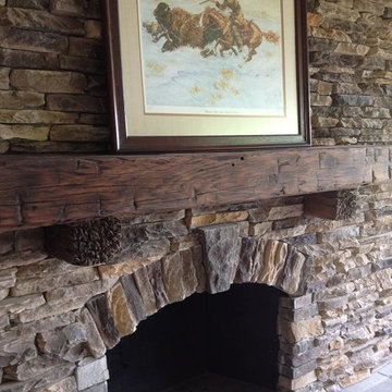Reclaimed Hand Hewn Oak Fireplace Mantel