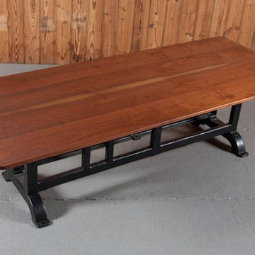 Reclaimed Walnut Conference Table with industrial base