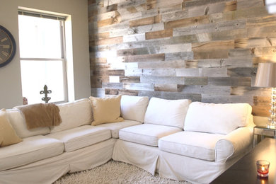 Inspiration for a mid-sized rustic open concept living room remodel in New York