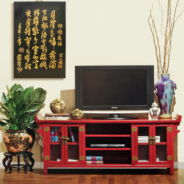 Red Altar Style Media Cabinet