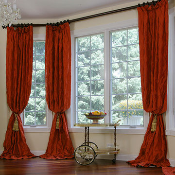 Red Drapery Panels for Hinsdale Bay Window
