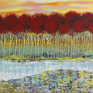 Red Trees at the water # 2