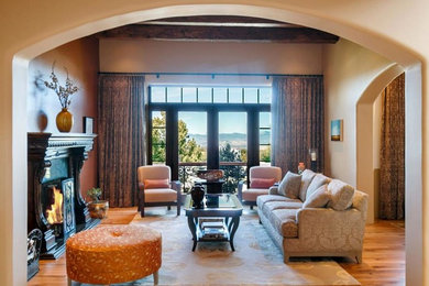 Example of a transitional living room design in Albuquerque