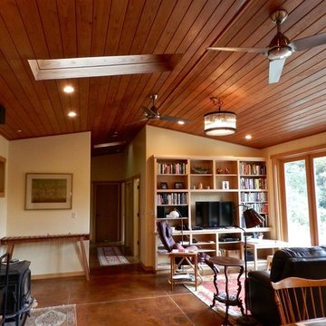 Redwood Ceiling, Stained Concrete Floor