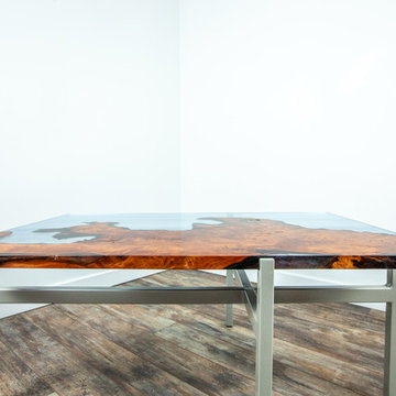 Redwood encased in resin coffee table