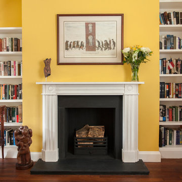 Regency Bullseye marble fireplace with slate hearth and slips