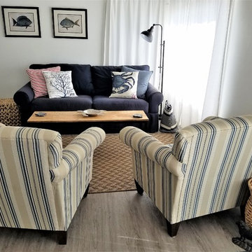 Renovated beach cottage living room area