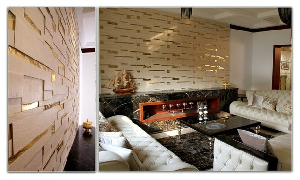 Transitional Living Room by Sagar VasudeV Architects