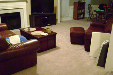 Example of a mid-sized classic enclosed carpeted living room design in Birmingham