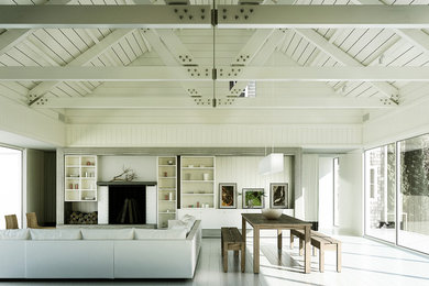 Mittelgroßes Skandinavisches Wohnzimmer mit weißer Wandfarbe in Sonstige