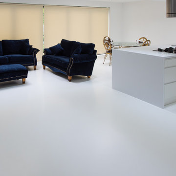Resin floor for living, dining and kitchen