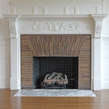 restored historic tile fireplace