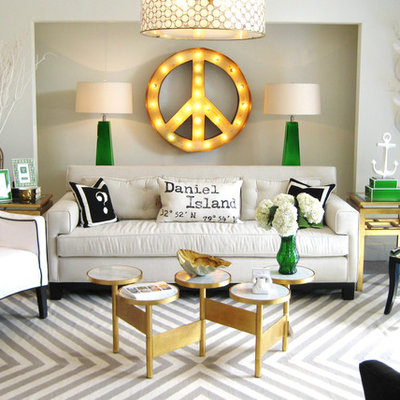 Living room - mid-sized contemporary formal and enclosed living room idea in Charleston with gray walls, no fireplace and no tv