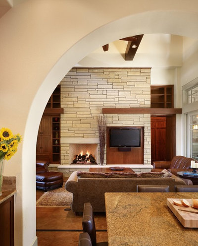 Craftsman Living Room by Cornerstone Architects