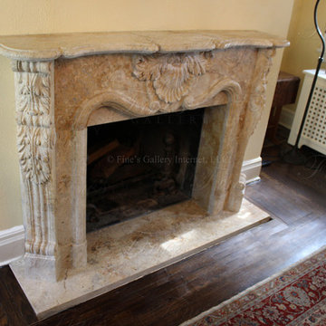 Rococo Style Travertine Marble Fireplace Mantel
