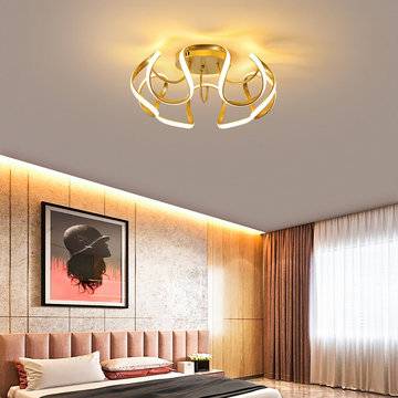 Rola Gold LED Unique Geometric Flush Mount Ceiling Light Modern