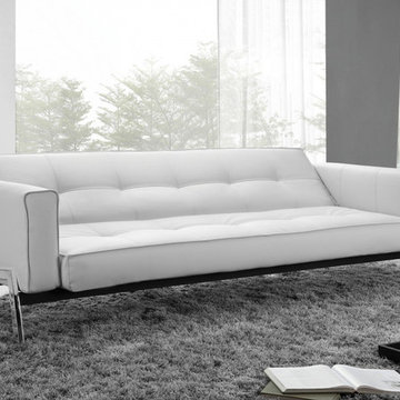 Romano Modern Convertible Sofa in White Eco-Leather