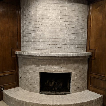 Round Fireplace Two Tone Lime Wash