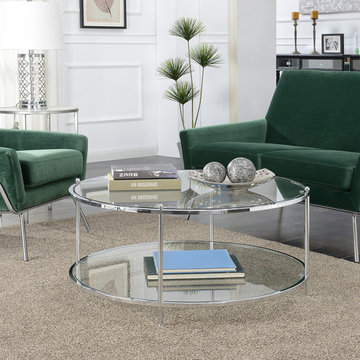 Royal Crest 2 Tier Round Glass Coffee Table