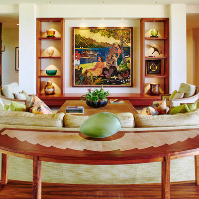 Mid-sized island style formal living room photo in Hawaii with no tv