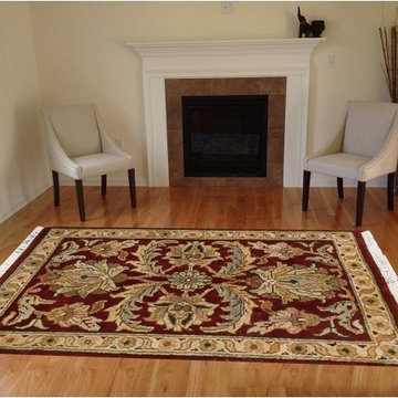 Rugsville Floral Persian Hand Knotted Red Ivory Wool Rug (2' x 3')  $60.00