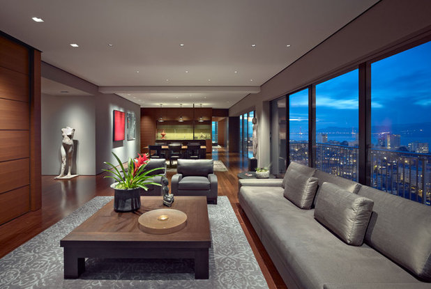 Asian Living Room by Zack|de Vito Architecture + Construction