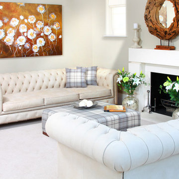 Rustic Ivory Chesterfield Living Room