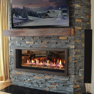 rustic linear fireplace