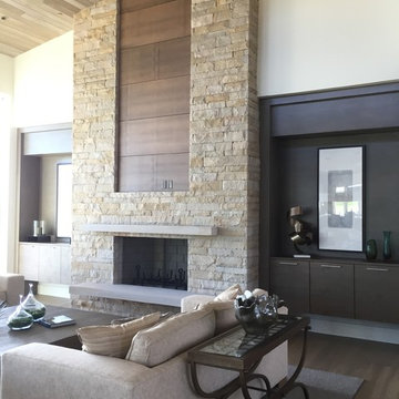 Rustic Mountain Great Room -Alder Cabinetry and Fireplace